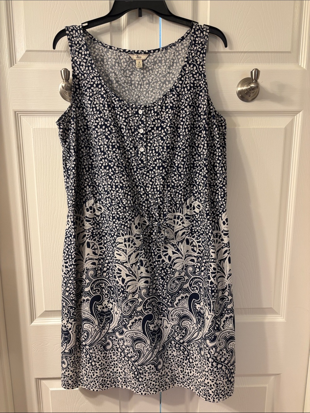 Bass Navy and White Paisley Tank Dress